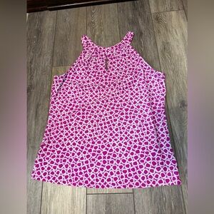 Jude Connally Pink and White Geometric Sleeveless Blouse